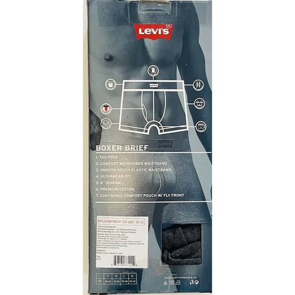 Levi’s Boxer Brief 100% Cotton 5 Pack Men’s L Style#5MB1986LW1 Color:AST - Picture 6 of 8
